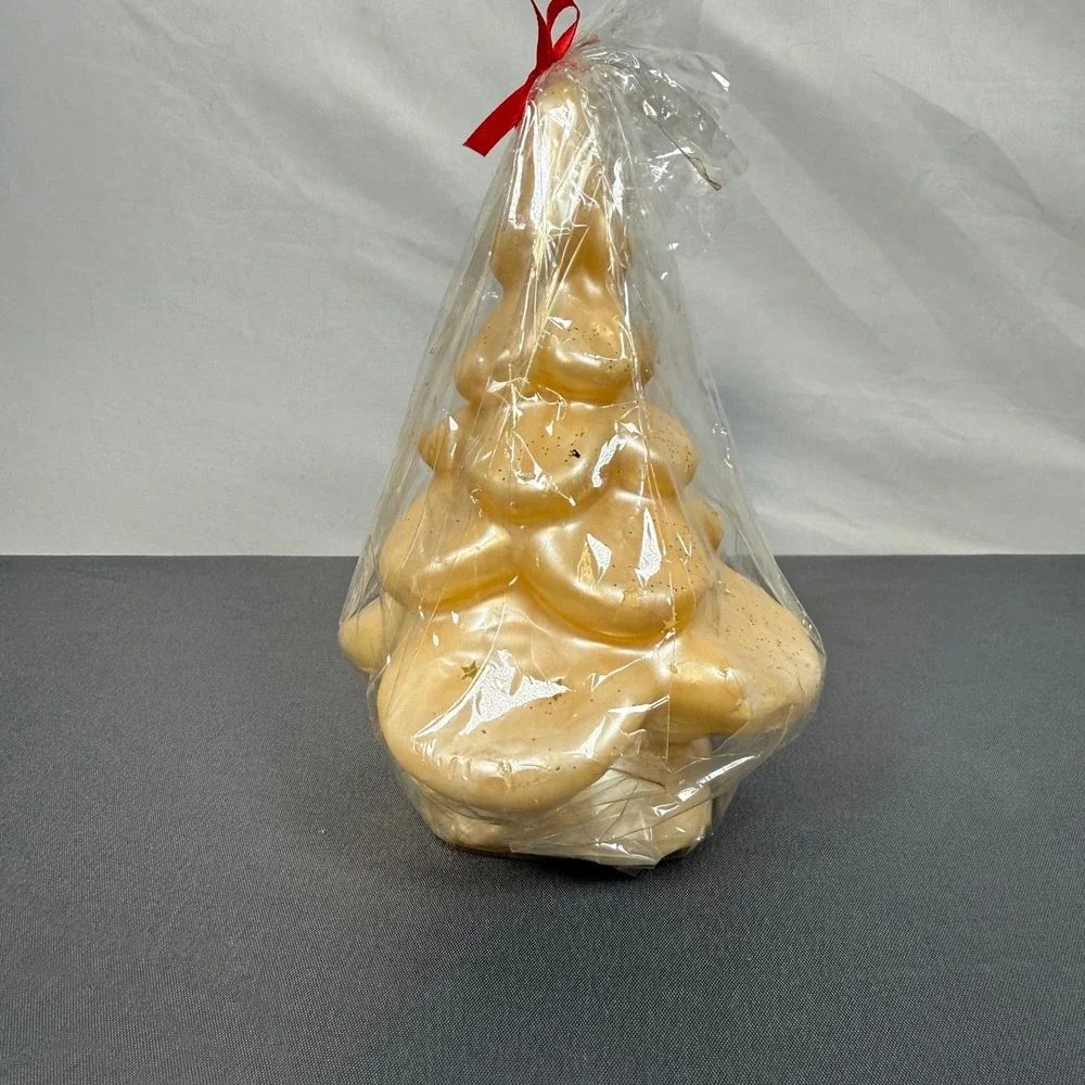 Kmart Christmas Tree Beeswax Candle Gold‎ Sparkle Holiday Home Decor NOS